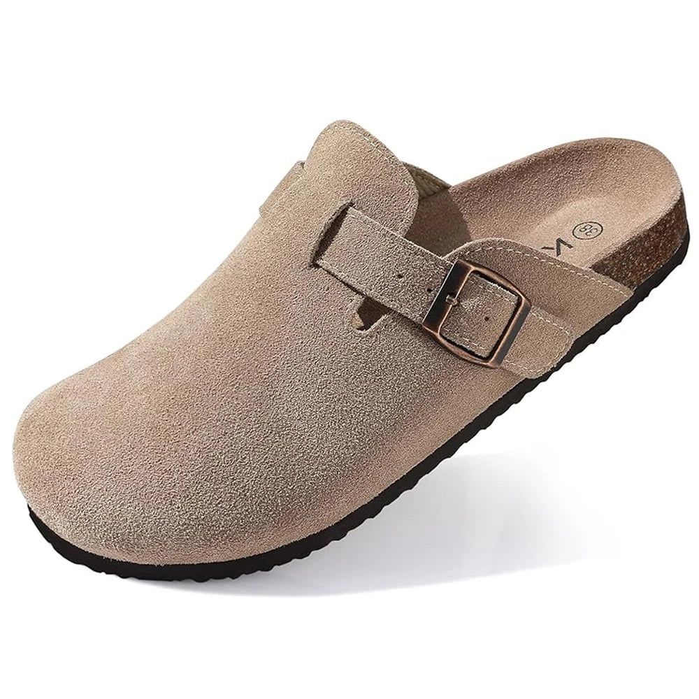 Half drag sandals Clogs For Women And Men Cork Suede Mules Slipper Classic Cork Antislip For Outdoor Slippers With Arch Support