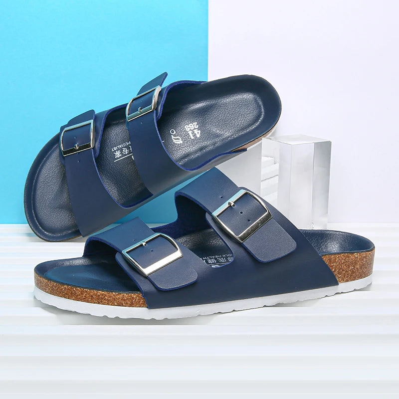 Cork Footbed Clogs Slippers For Women Men Outdoor Fashion Thick Bottom Sandals With Arch Support Home Shoes Leather Falts Mules
