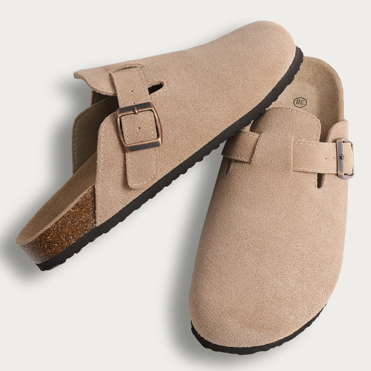 Half drag sandals Clogs For Women And Men Cork Suede Mules Slipper Classic Cork Antislip For Outdoor Slippers With Arch Support