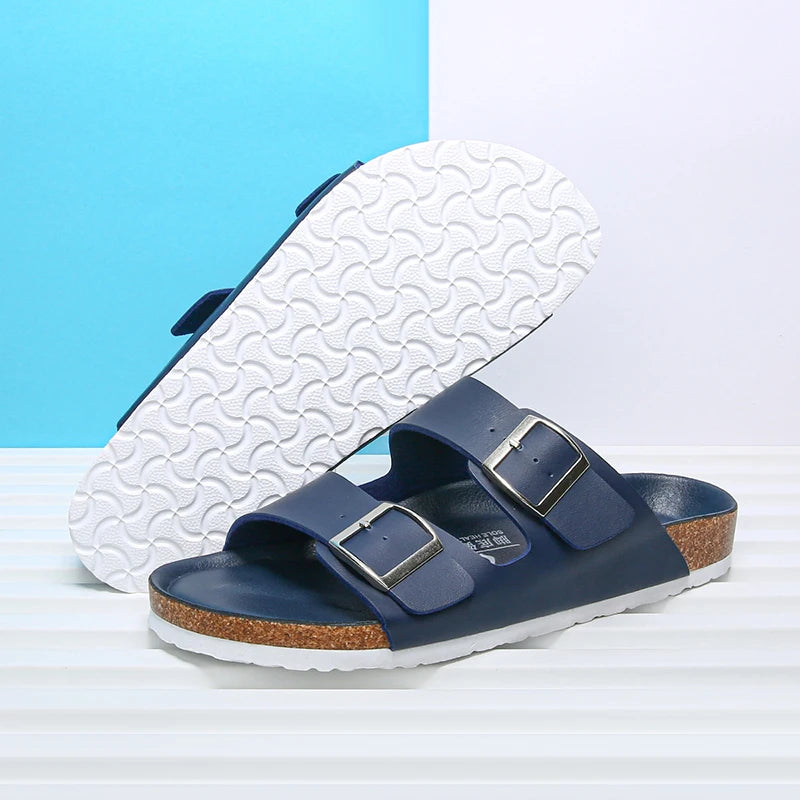 Cork Footbed Clogs Slippers For Women Men Outdoor Fashion Thick Bottom Sandals With Arch Support Home Shoes Leather Falts Mules