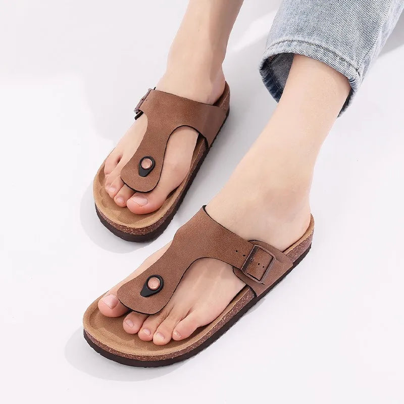 Comwarm 2025 New Clogs Sandals For Women Fashion Cork Clogs Men Flat Mules With Adjutable Buckle Outdoor Non-slip Beach Slippers